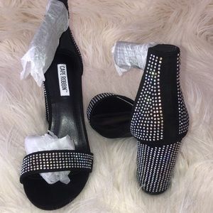 Shimmery holographic black heels